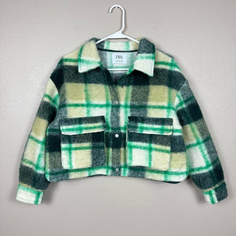 Zara Plaid Shacket Cropped Boxy Jacket Size‎ 13-14 G